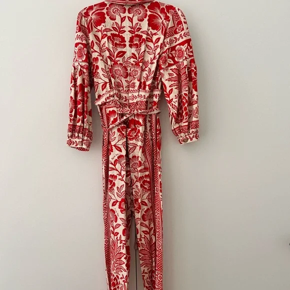 FARM RIO PINEAPPLE Red Floral Jumpsuit - Picture 2 of 3
